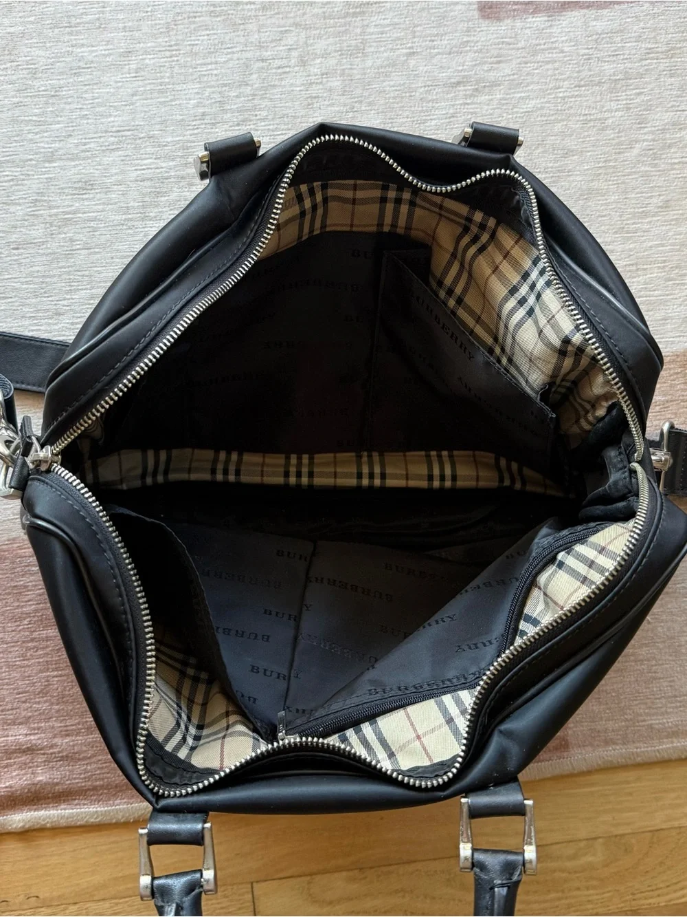 Y2K Burberry Black Nylon & Leather Laptop Briefcase